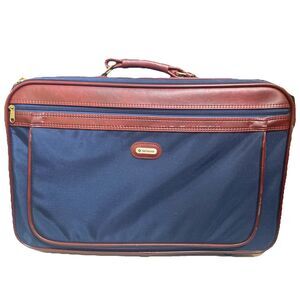 Vintage Samsonite Garment Bag Travel Luggage Suit Case Blue/Brown free shipping